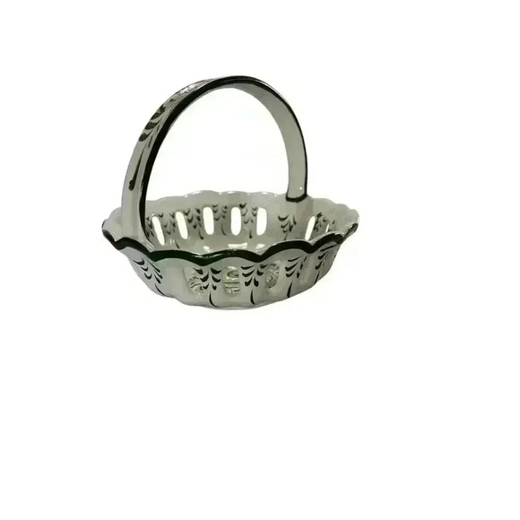 Vintage Vestal Bowl Basket Made In Portugal Numbered 94/2 Hand Painted Porcelain - Picture 3 of 12